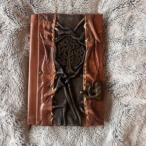 Handmade Brown Leather Journal with Tree of Life Accent Made in Canada